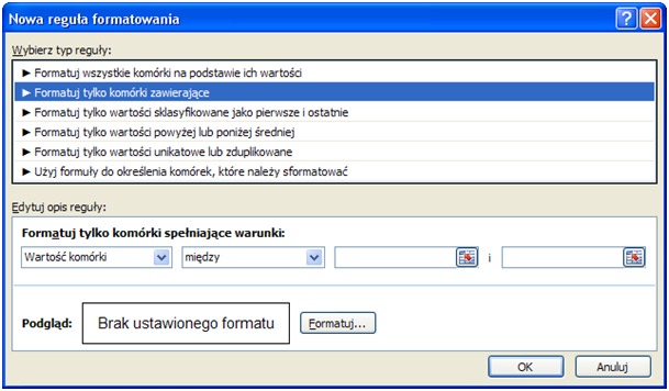 formatowanie warunkowe