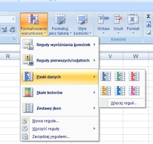 menu formatowania warunkowego