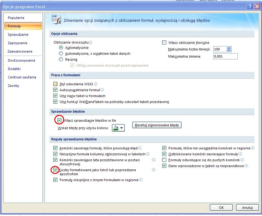 je automatycznego sprawdzania błędów w Excelu
